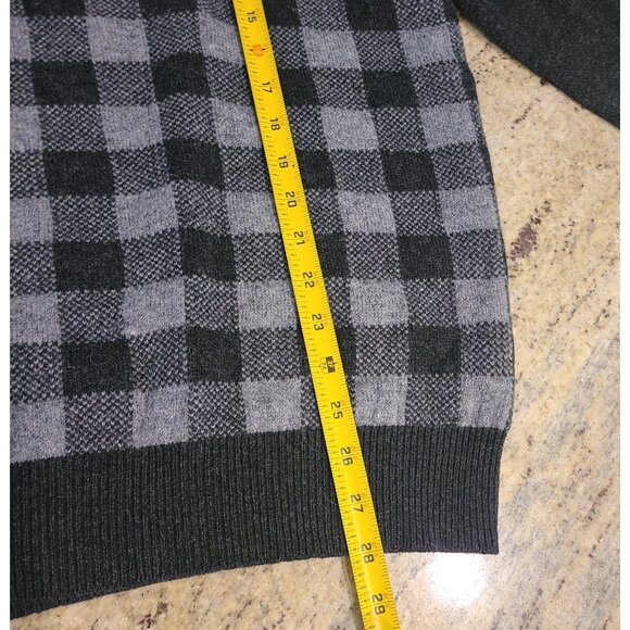 LL Bean Mens Size L Reg Gray Check Wool Sweater 2916388 Grandpa Old Money - Picture 4 of 12